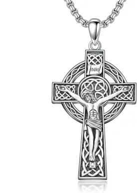 925 Sterling Silver Cross Pendant Necklace for Men Women Amulet Necklace Protection Jewelry Religious Gifts with 22" 2" Rolo Chain(With Gift Box)