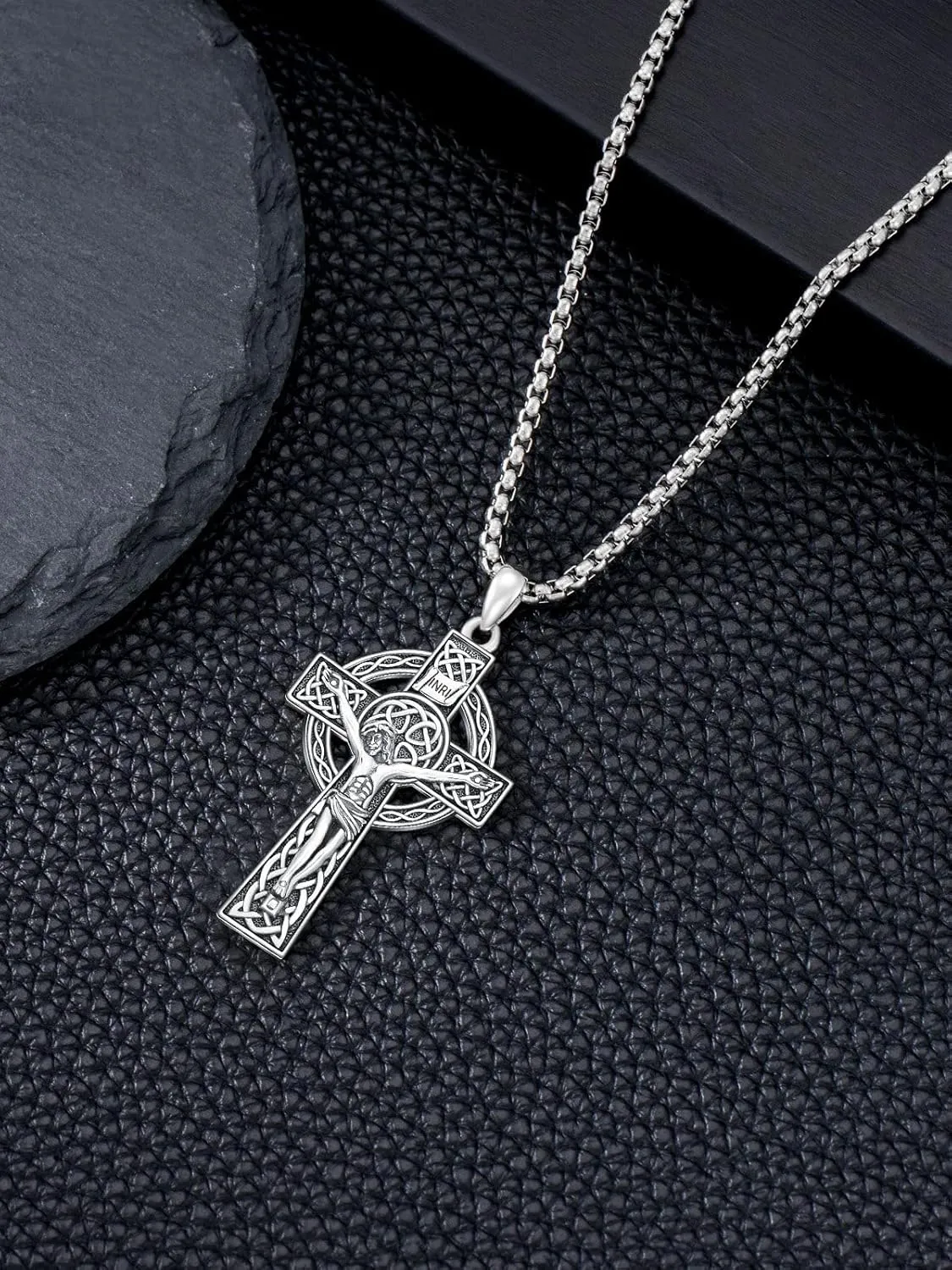 925 Sterling Silver Cross Pendant Necklace for Men Women Amulet Necklace Protection Jewelry Religious Gifts with 22" 2" Rolo Chain(With Gift Box)