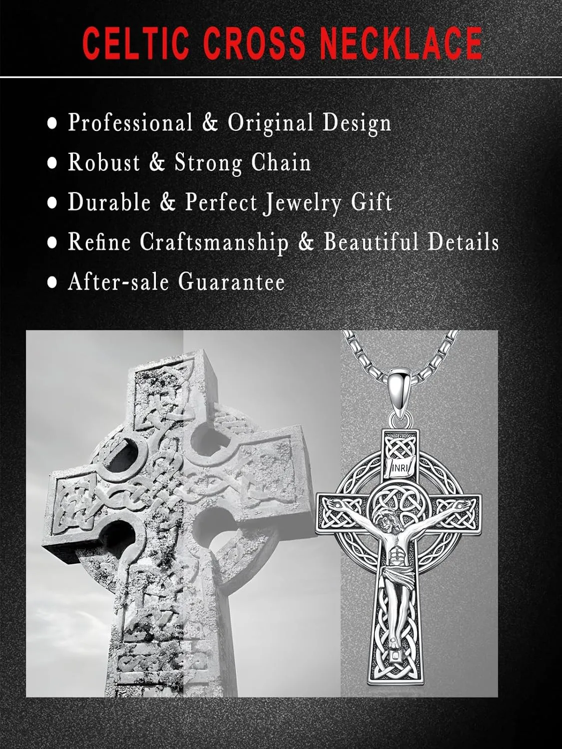 925 Sterling Silver Cross Pendant Necklace for Men Women Amulet Necklace Protection Jewelry Religious Gifts with 22" 2" Rolo Chain(With Gift Box)