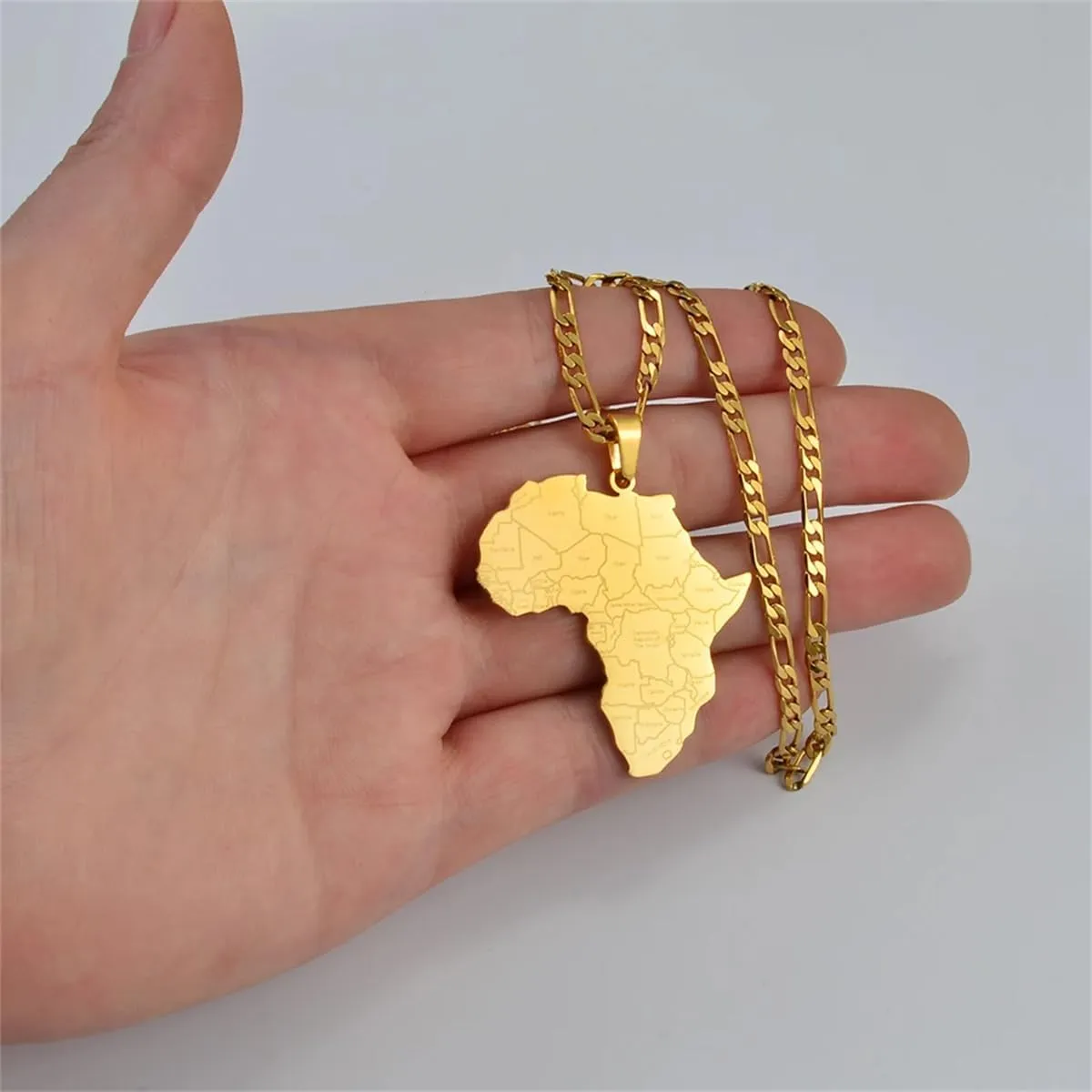 Africa Map Pendant Chain Necklace Men African Gold Plated Map Pendant Necklace