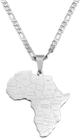 Africa Map Pendant Chain Necklace Men African Gold Plated Map Pendant Necklace