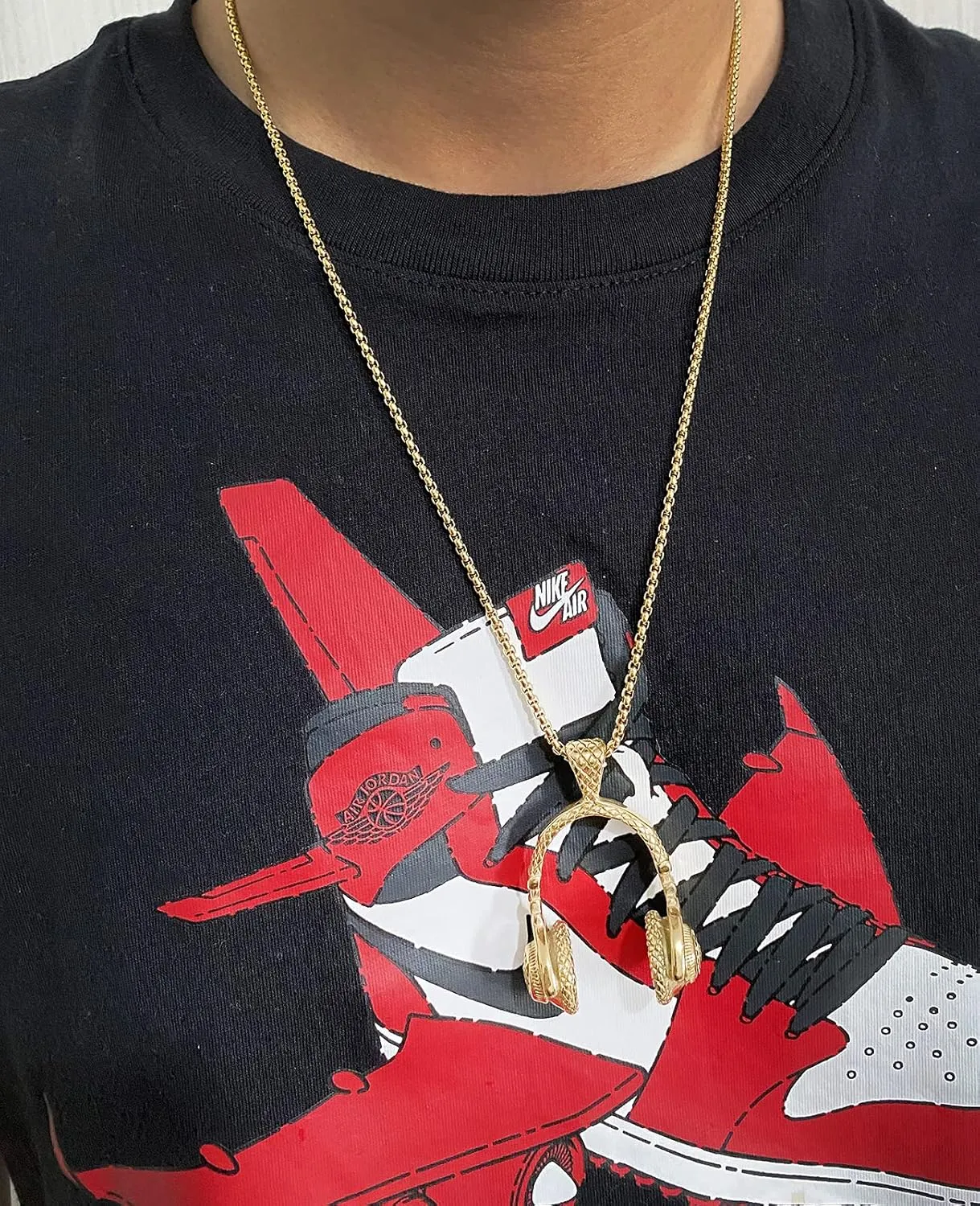 Apopo fashion Stainless Steel Headphone Pendant Necklace for Men