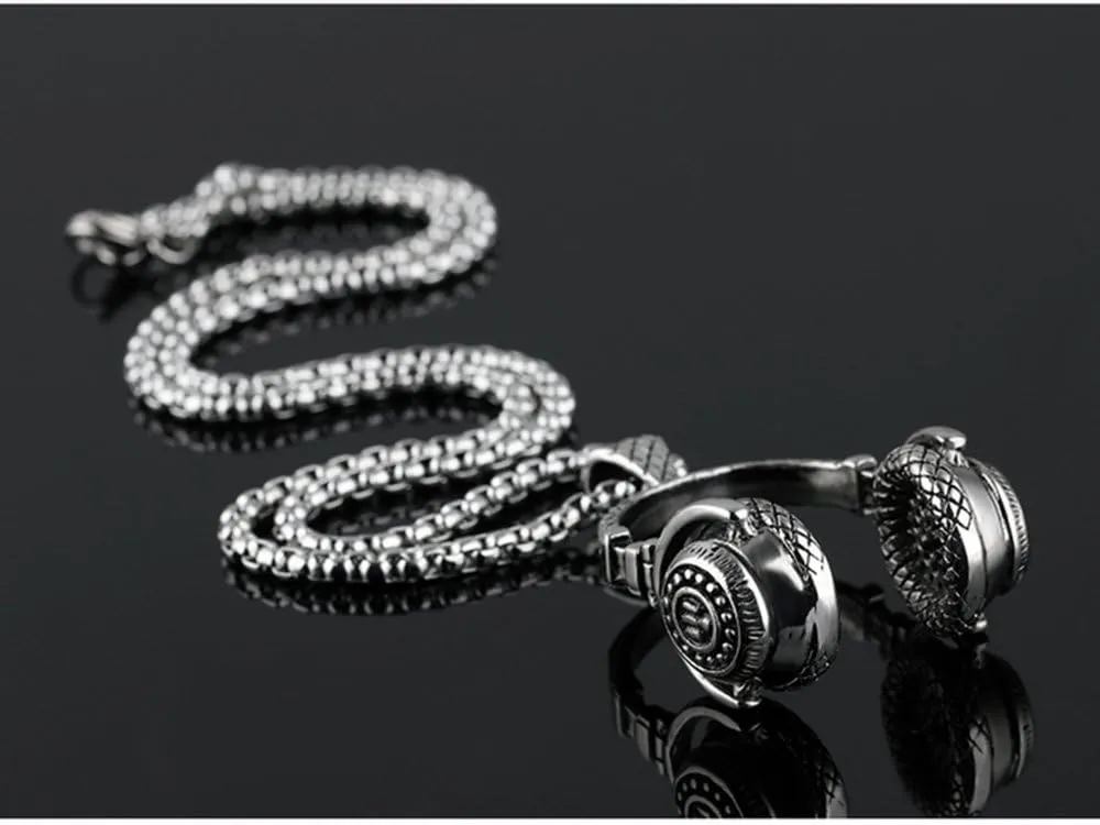 Apopo fashion Stainless Steel Headphone Pendant Necklace for Men