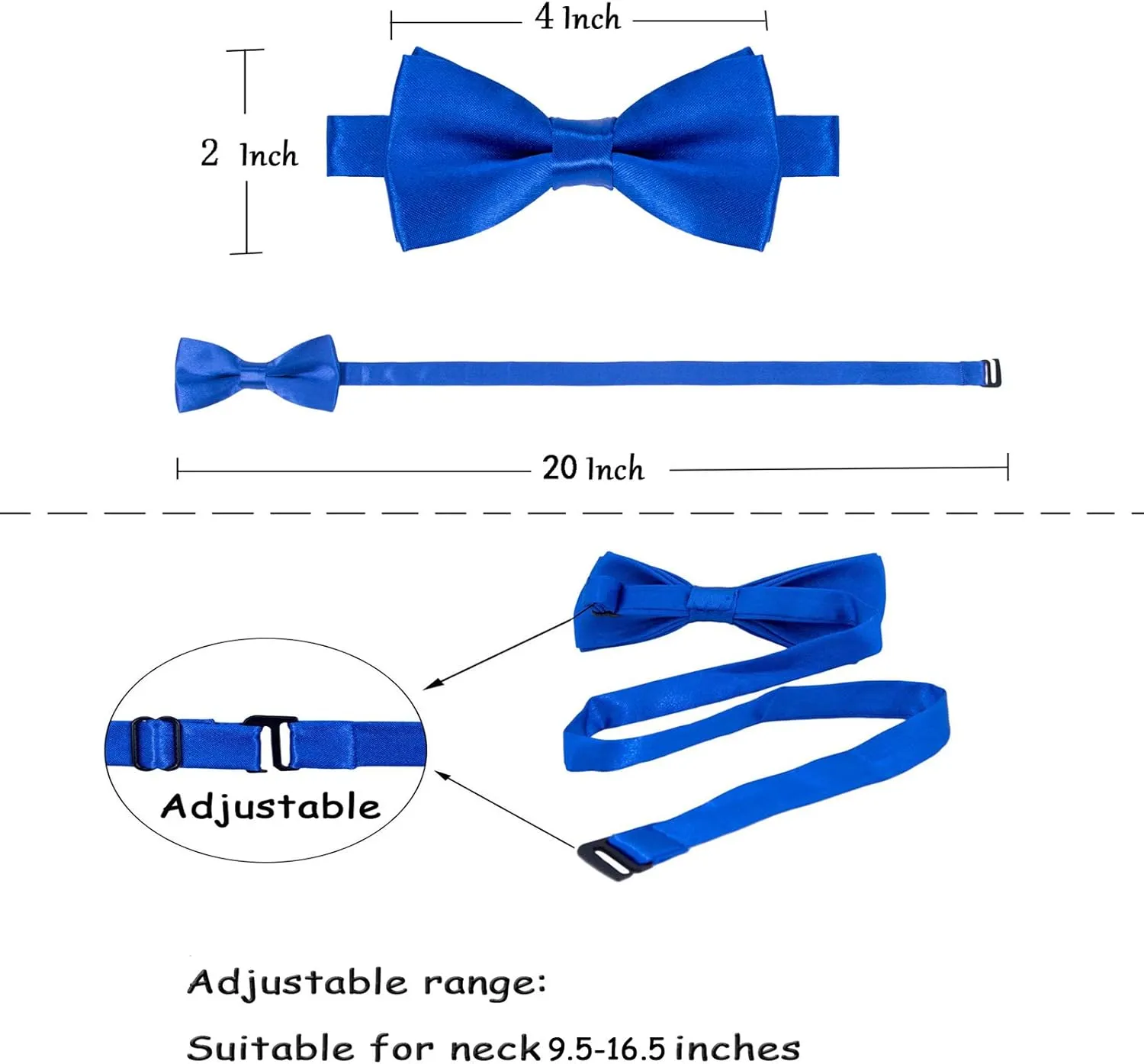 AWAYTR Boys Child Kids Bow ties - Adjustable Pre Tied Solid Color Wedding Party Bowties (Black)
