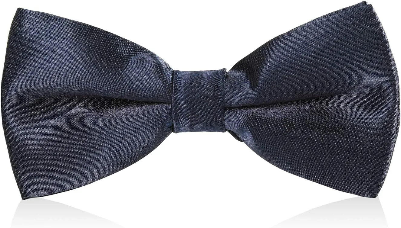 AWAYTR Boys Child Kids Bow ties - Adjustable Pre Tied Solid Color Wedding Party Bowties (Black)