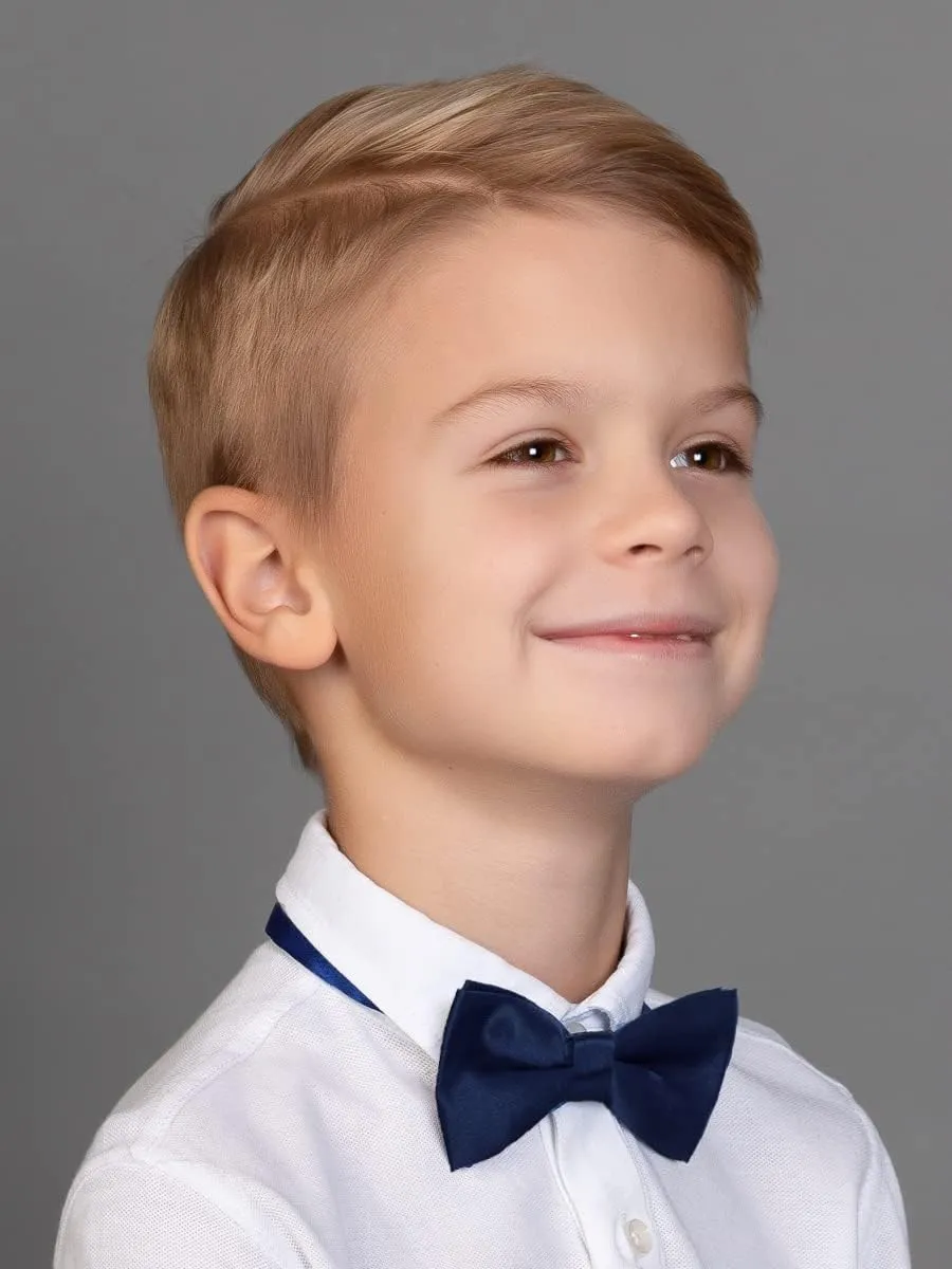 AWAYTR Boys Child Kids Bow ties - Adjustable Pre Tied Solid Color Wedding Party Bowties (Black)