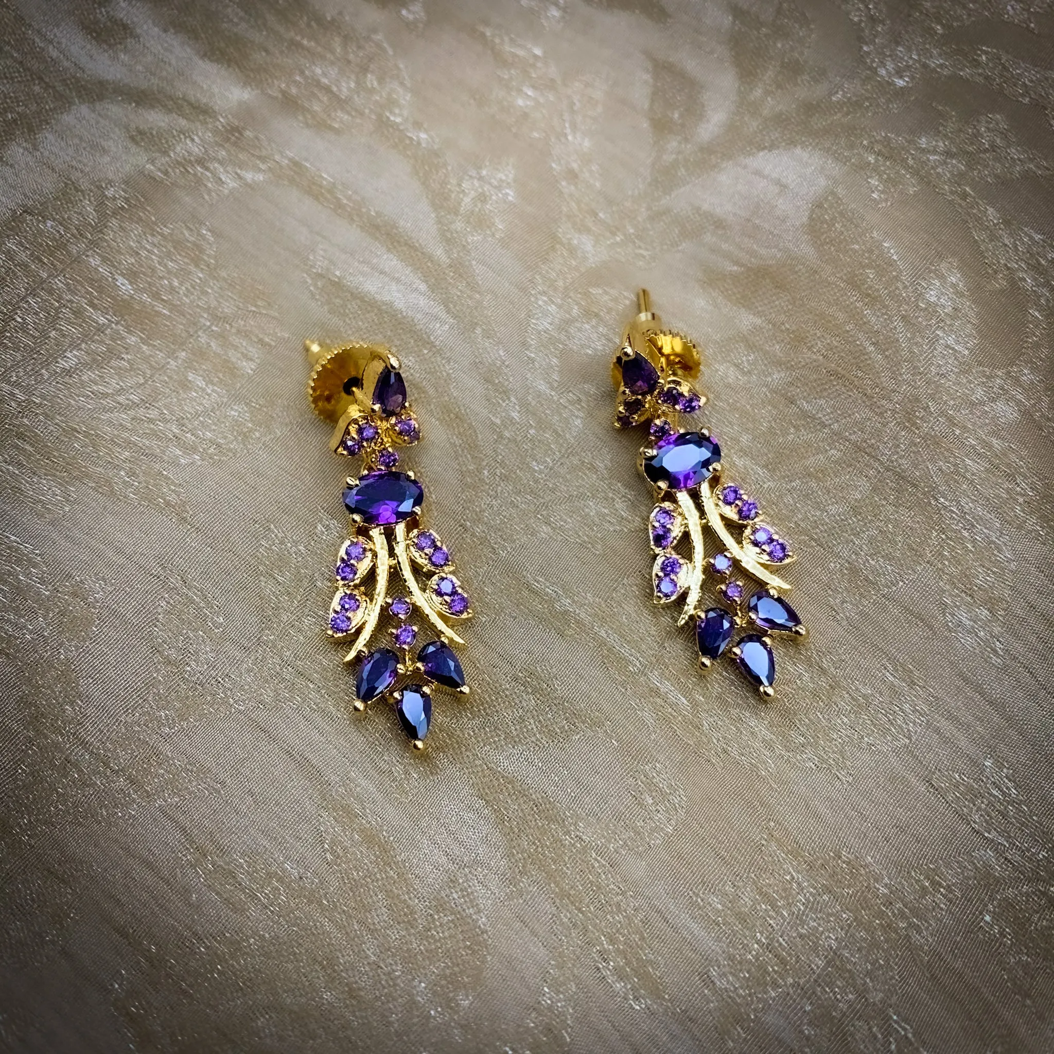 Beautiful Designer Purple Zircon (CZ) stone Short Necklace Set