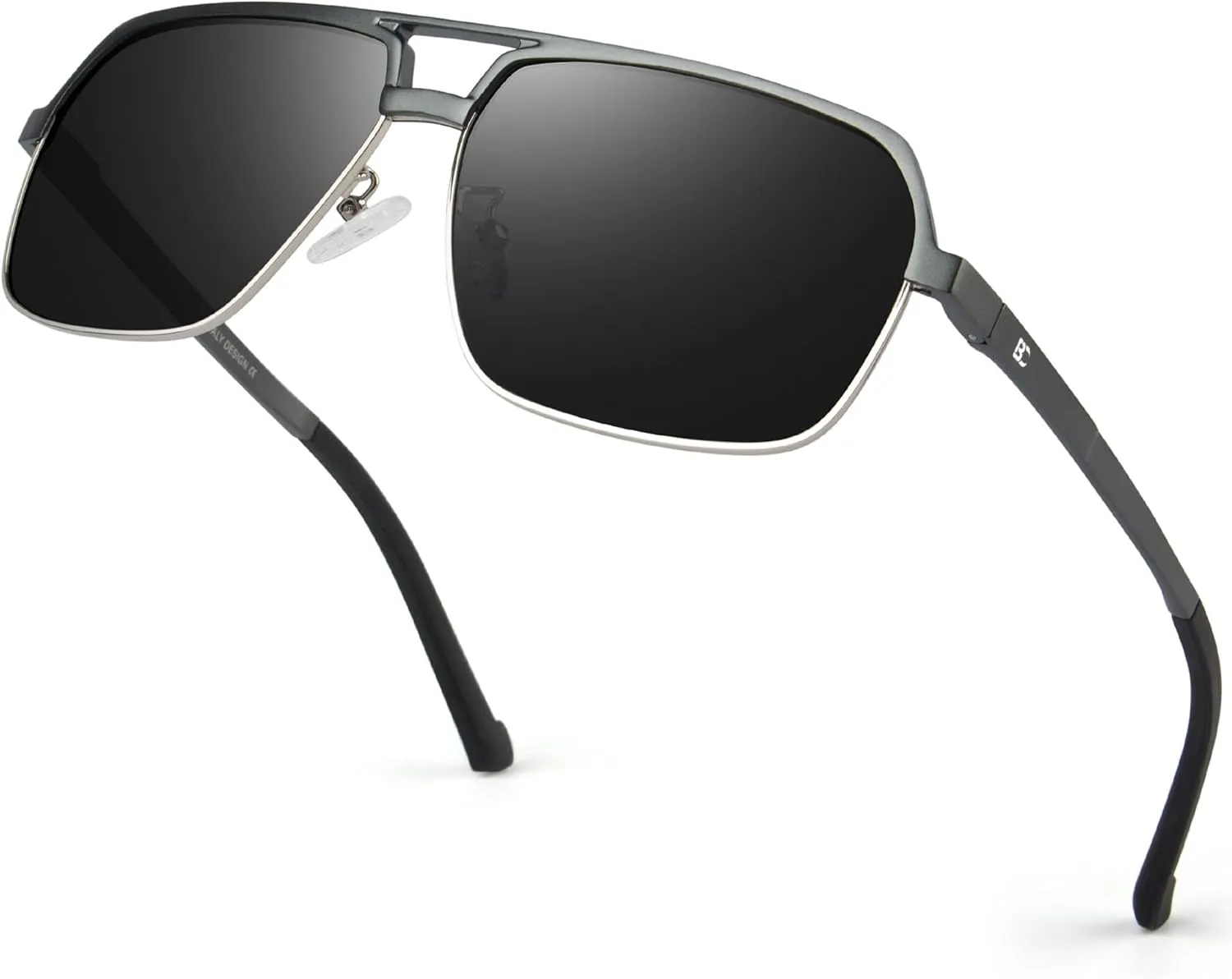 BIRCEN Polarized Sunglasses for Men - UV Protection Metal Square Trendy Shades with Classic Retro Style