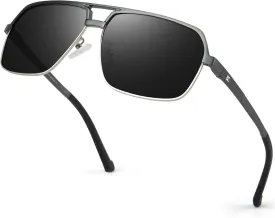 BIRCEN Polarized Sunglasses for Men - UV Protection Metal Square Trendy Shades with Classic Retro Style