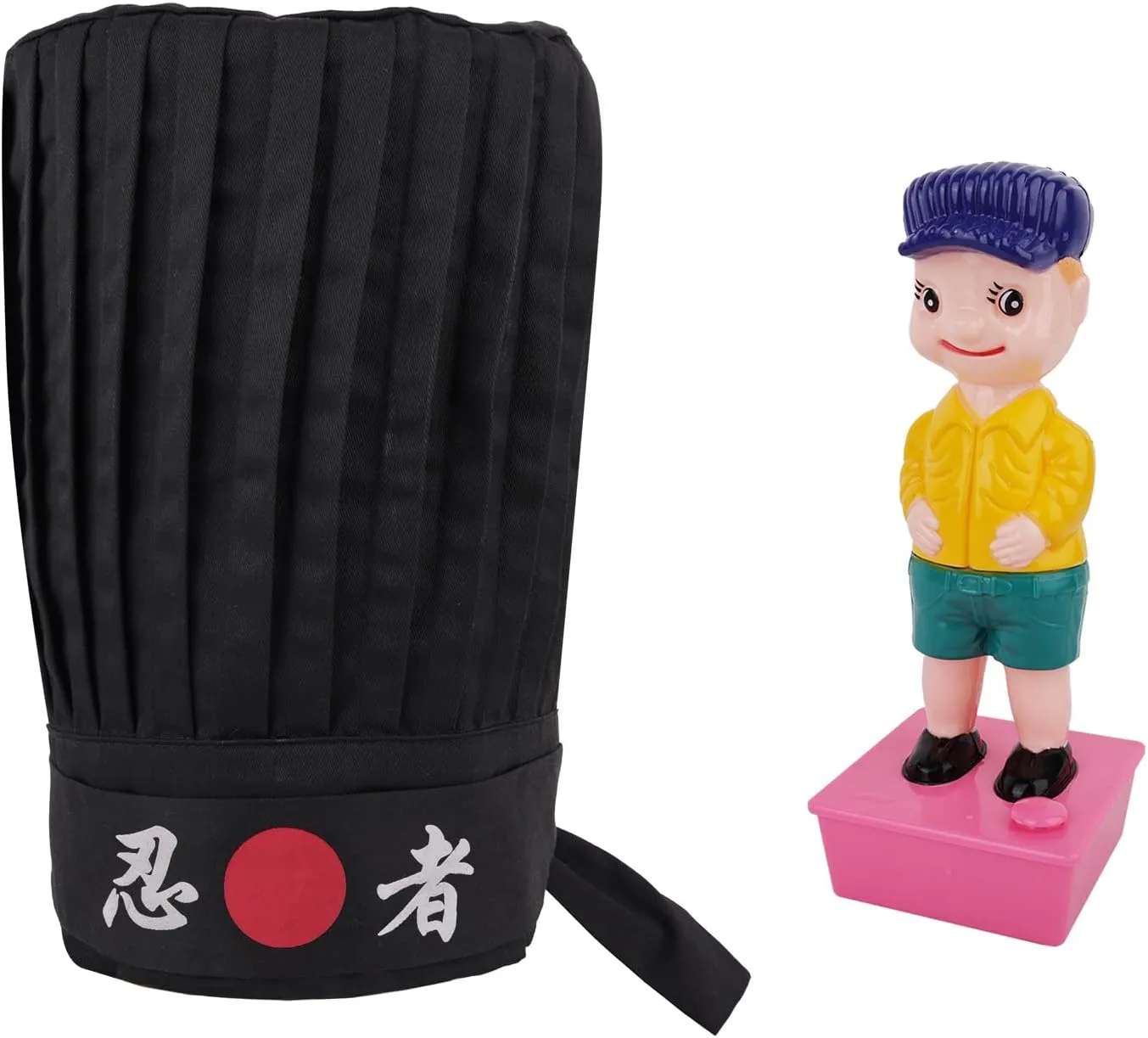 Black Hibachi Chef Tall Hat with Headband and Funny Squirting Boy