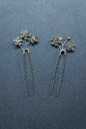 Blooming Rhinestone Hair Pin Set