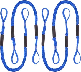 Boat Bungee Dock Lines, 4 Feet Stretches to 6 Feet Mooring Rope 4-Pack for Docking, Mooring Line Boat Accessories Docking Ropes PWC Dock Ties for Boats (Blue 4 Pack)