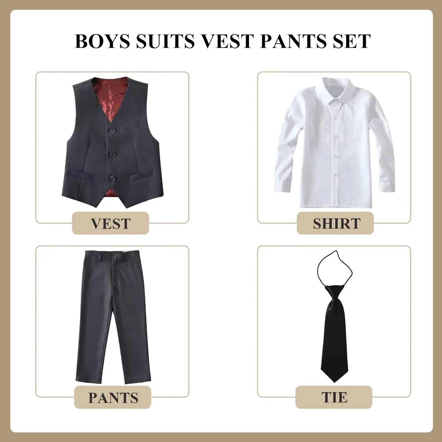 Boys Suit Kids Suits Tuxedo for Boys Toddler Vest Pants Set Ring Bearer Outfit Dress Clothes