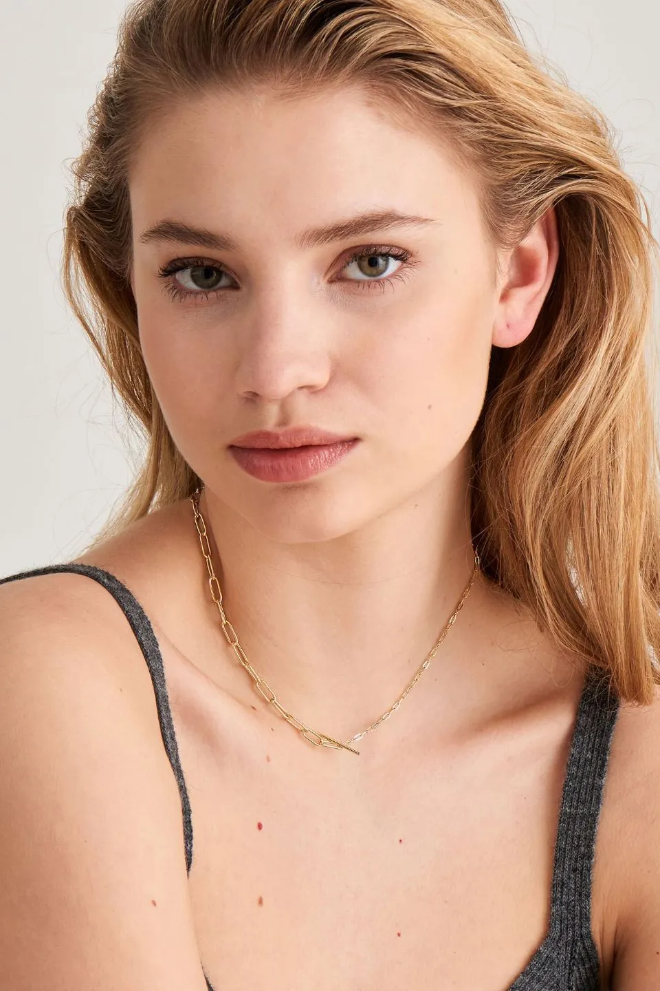Chain Reaction T Bar 40cm Gold Necklace EOL
