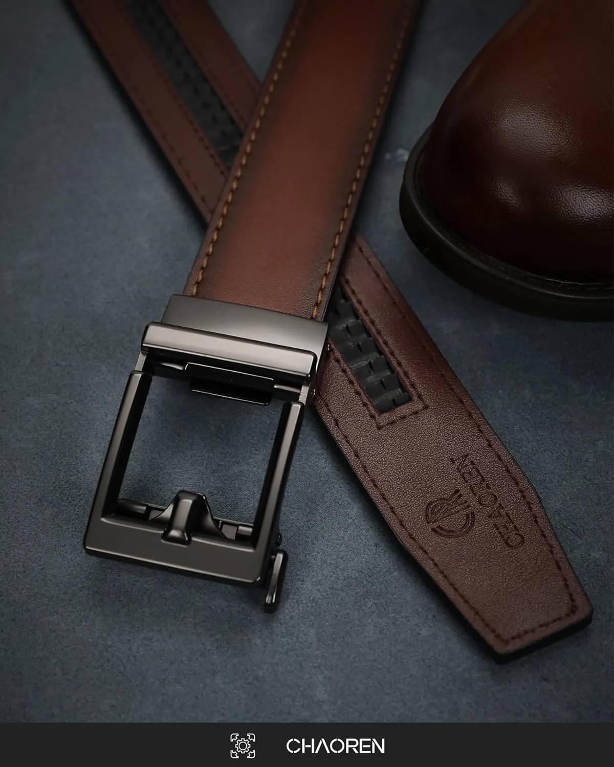 CHAOREN Leather Ratchet Belt Men - Mens Belts Casual Accessories for Every Occasion (35mm)