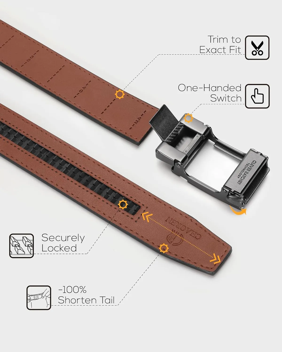 CHAOREN Leather Ratchet Belt Men - Mens Belts Casual Accessories for Every Occasion (35mm)