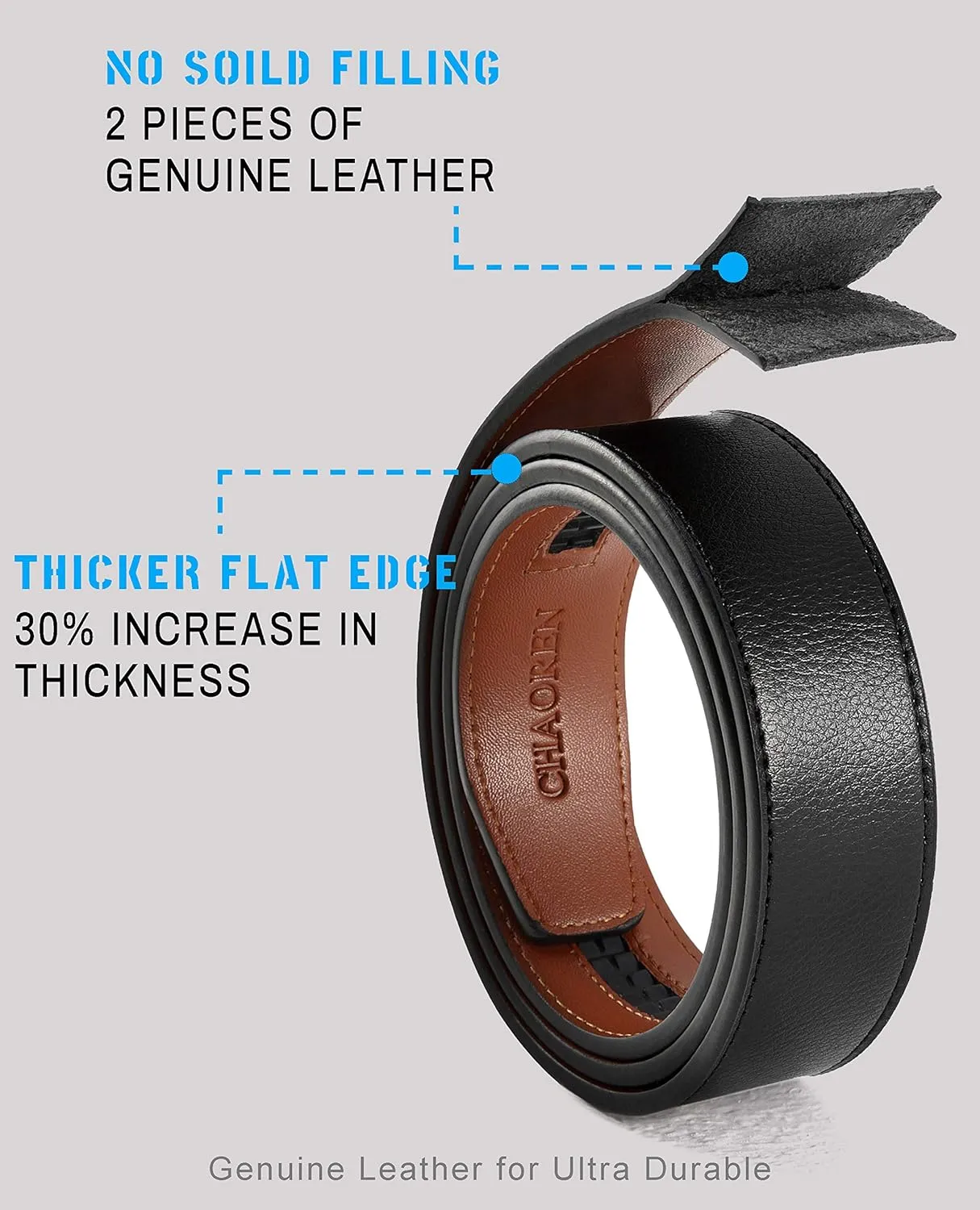 CHAOREN Leather Ratchet Belt Men - Mens Belts Casual Accessories for Every Occasion (35mm)