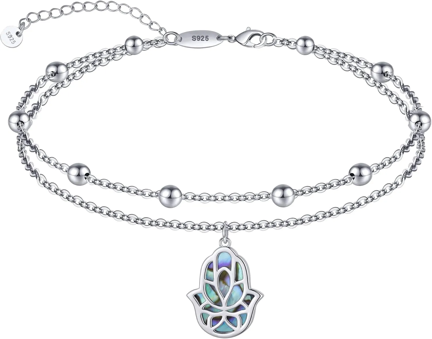 CHIC & ARTSY Dainty Anklets S925 Sterling Silver Summer Layered Anklet Bracelet Adjustable Multilayer Beach Anklet Bracelet Foot Jewelry for Women 10-11 Inches