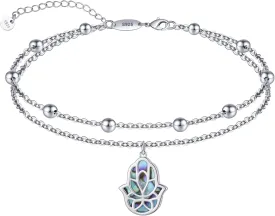 CHIC & ARTSY Dainty Anklets S925 Sterling Silver Summer Layered Anklet Bracelet Adjustable Multilayer Beach Anklet Bracelet Foot Jewelry for Women 10-11 Inches