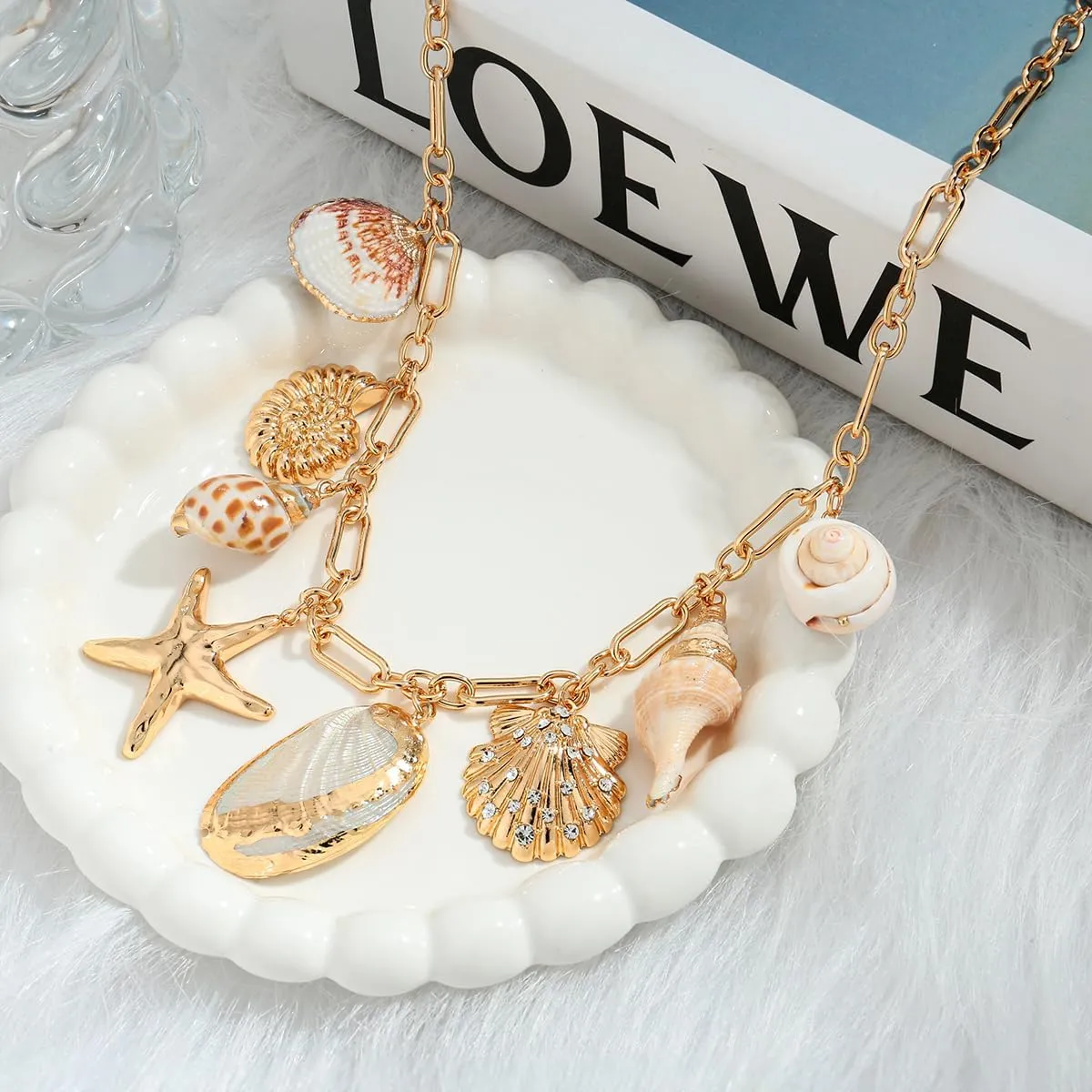 CLASSYZINT Shell Necklace Shell Conch Starfish Charm Necklace Boho Summer Necklaces Beach Jewelry for Women