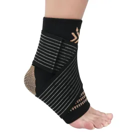 Copper Ankle Brace Compression Sleeve for Women & Men - Adjustable Strap for Arch Support - Plantar Fasciitis Brace for Sprained Ankle, Achilles Tendonitis Pain, Injury Recovery, RunningL