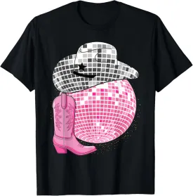Cowgirl Pink Disco with Cowboy Hat Retro T-Shirt