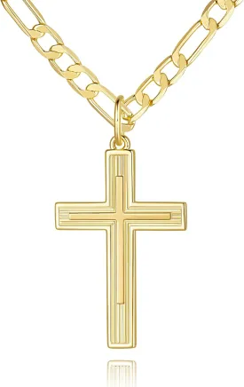 Cross Necklace for Men 14K Gold Cross Necklace for Men Gold Chain Necklaces for Mens Robust and Stylish Masculine Touch Mens Necklaces Pendant 20/22/24/26in