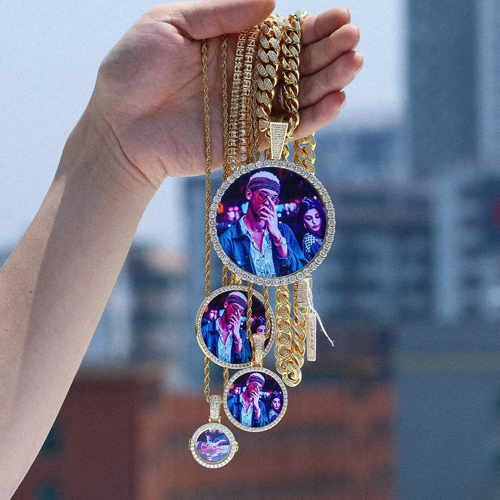 Custom Photo Medallion Necklace- Plating Of Gold Medallion Necklace