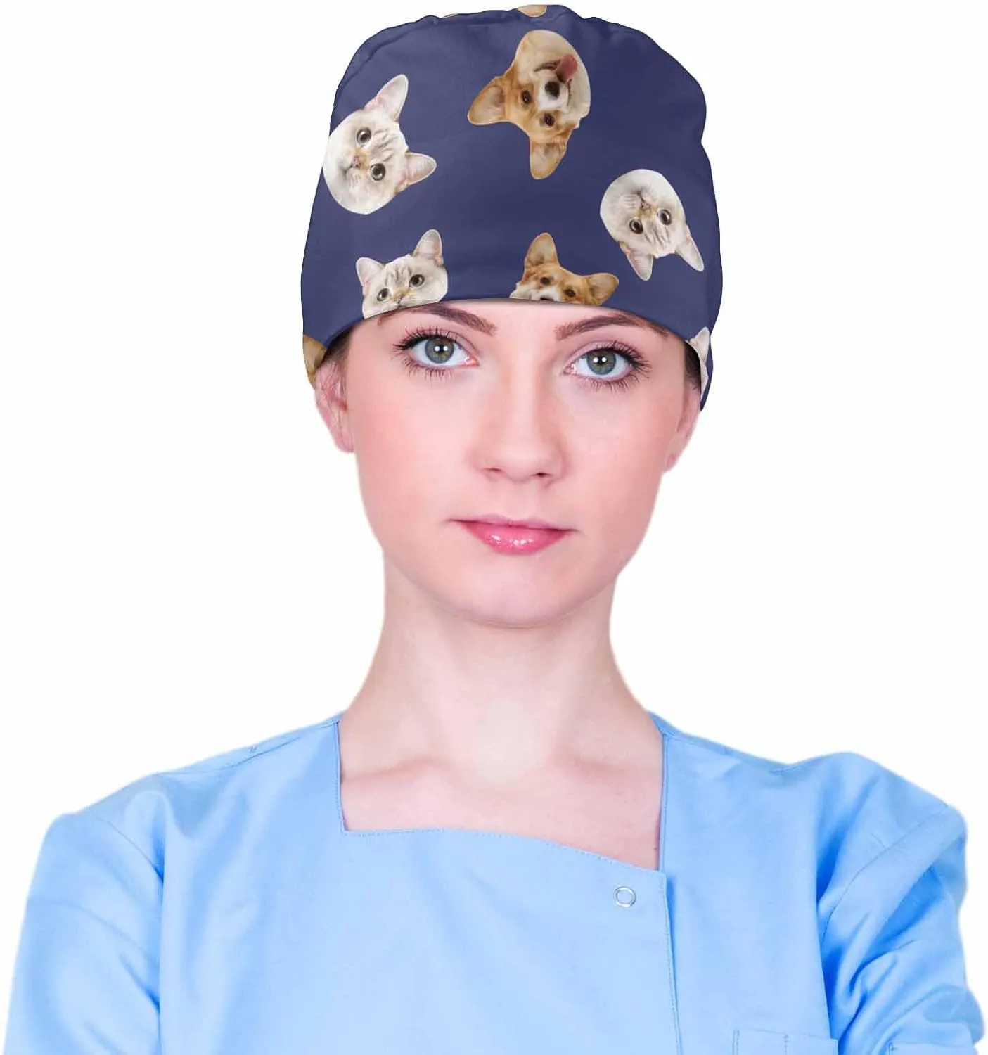 Custom Scrub Cap with Your Face Personalized Scrub Hat with Photos Text Stylish Working Hat for Women Men Adjustable