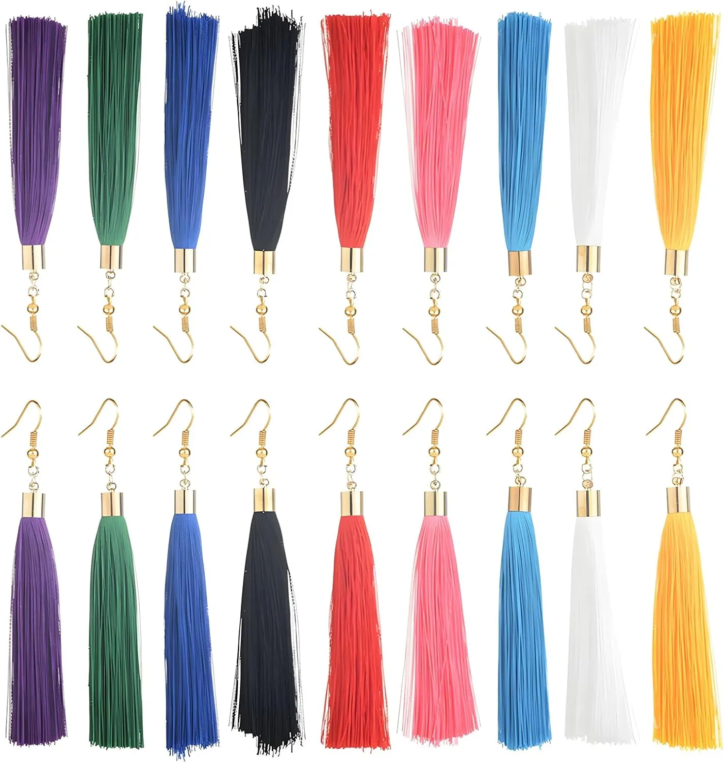 Dreuyet 9 Pairs Colorful Tassel Earrings Set for Women Fashion Handmade Bohemian Woven Thread Dangle Drop Boho Statement Fringe Earrings Birthday Christmas Gift