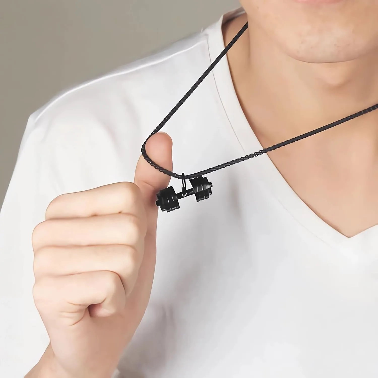 Dumbbell Pendant Necklace Fitness Gym Barbell Necklace Stainless Steel Sport Jewelry for Men