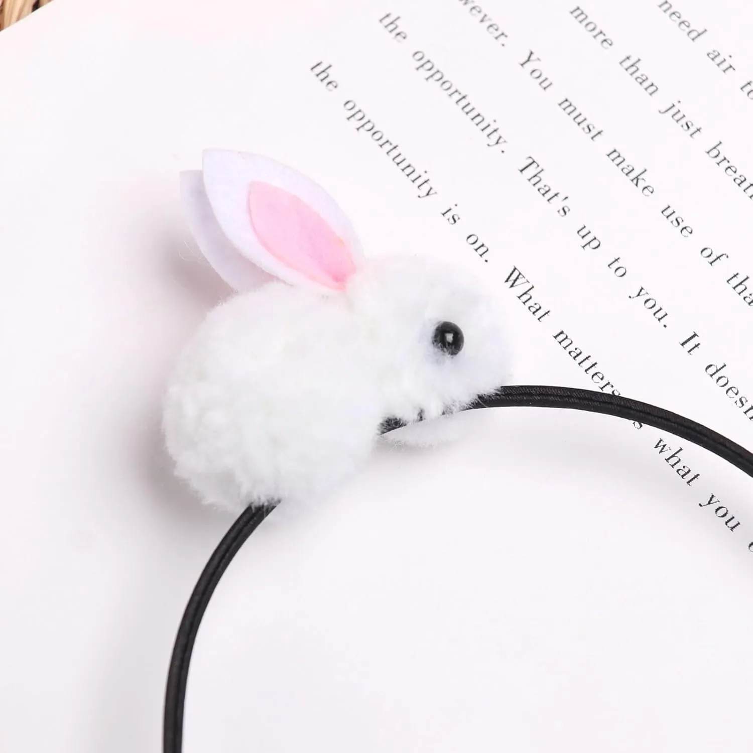Easter Headbands Bunny Hair Bands for Women Girls Kids, Cute White Rabbit Pink Ears Hair Accessories Easter Day Decoration Headdress Party Supplies Gift Hair Hoop 1 Pcs