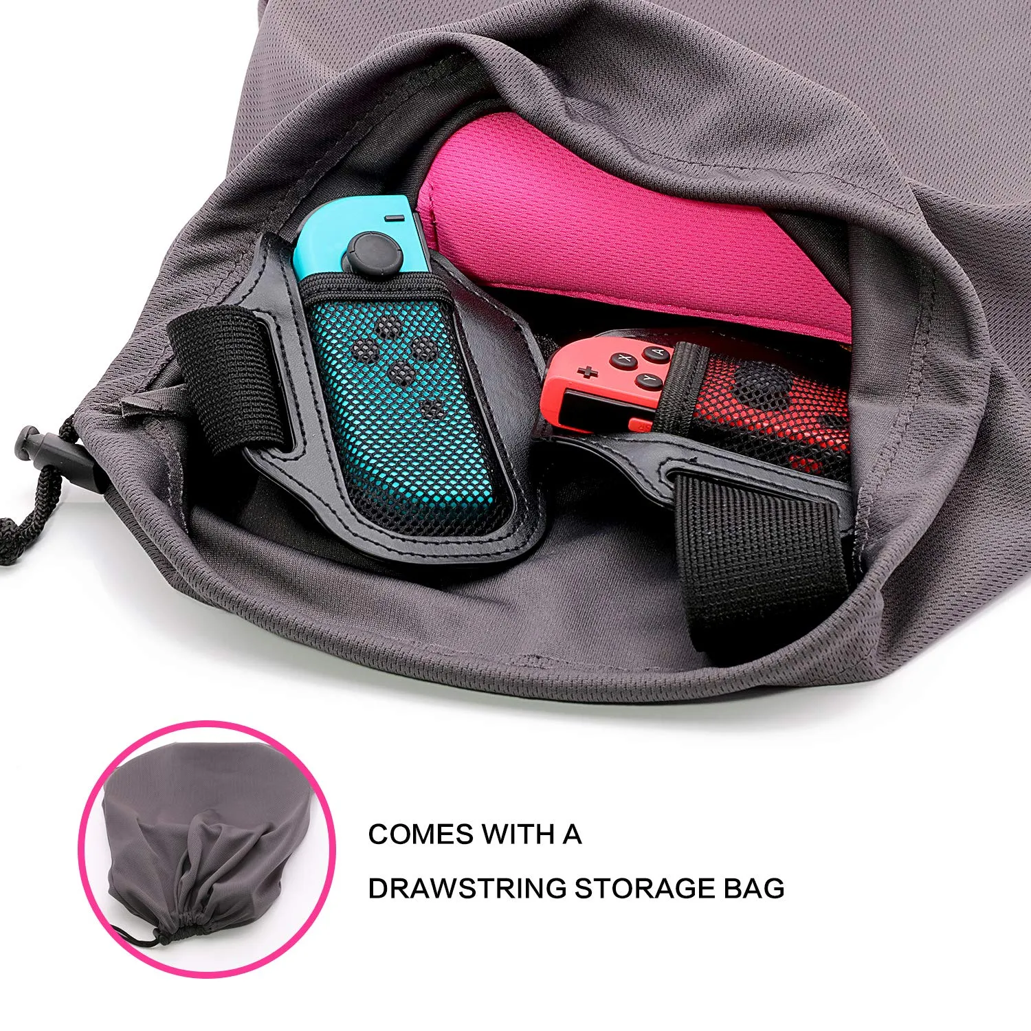 ECHZOVE Leg Strap for Nintendo Switch Sports,Accessories for Nintendo Switch Ring Fit Adventure, 2 Leg Straps for Switch Ring Fit Adventure and 2 Grips for Ring con and 1 Storage Bag for Ring Con