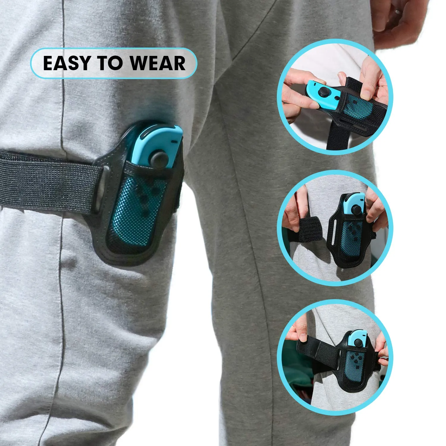 ECHZOVE Leg Strap for Nintendo Switch Sports,Accessories for Nintendo Switch Ring Fit Adventure, 2 Leg Straps for Switch Ring Fit Adventure and 2 Grips for Ring con and 1 Storage Bag for Ring Con