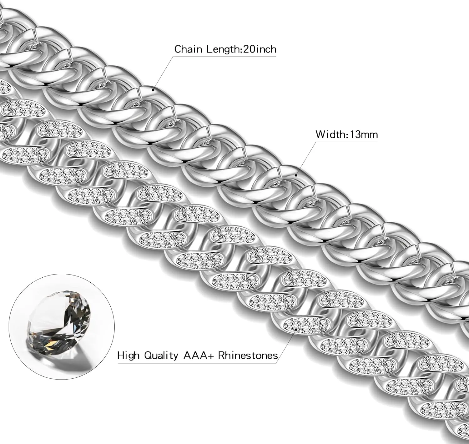 EDINGM Cuban Link Necklace, Miami Iced Out Chain Necklace, Tigers Pendant Hip-Hop Jewelry for Men Women