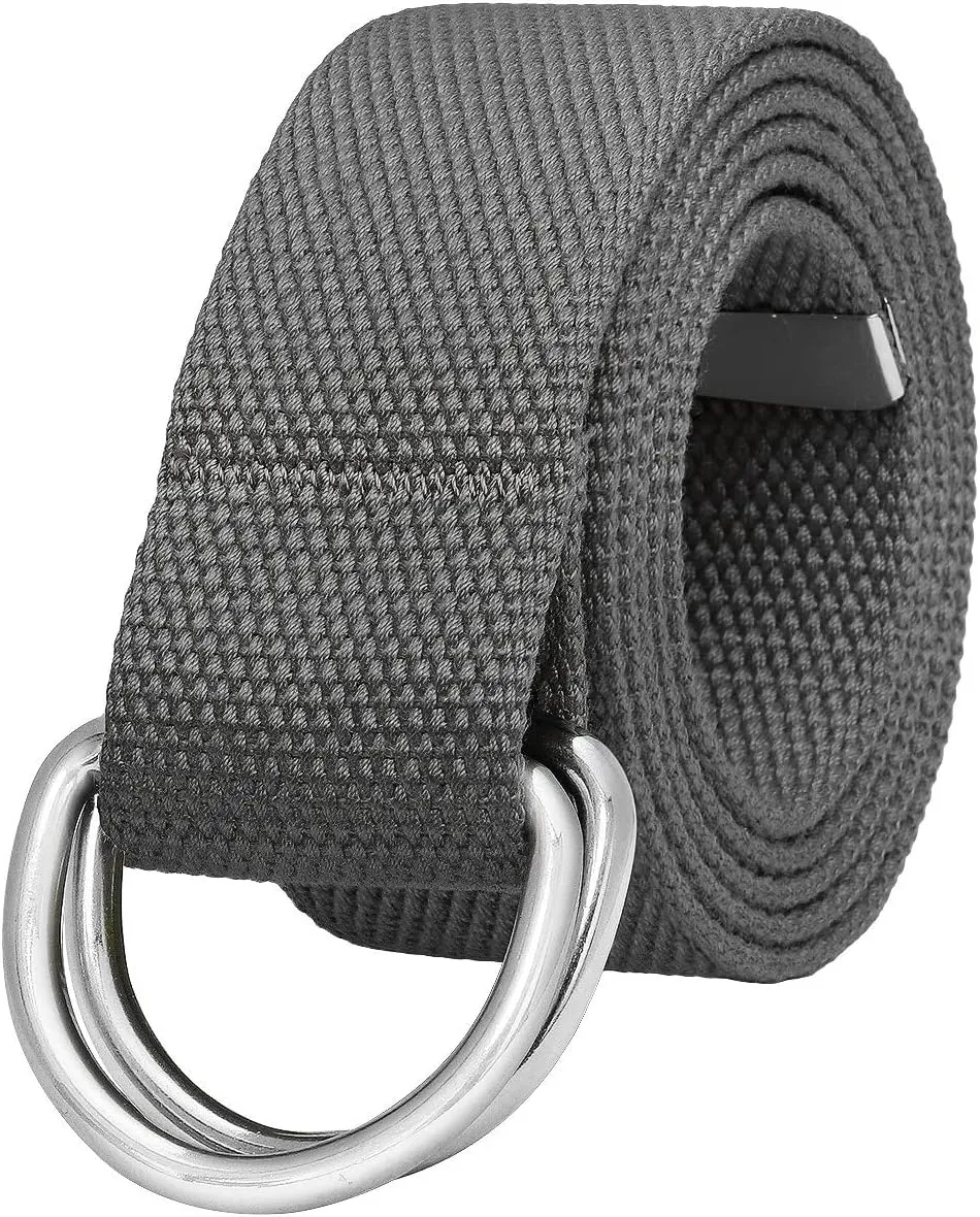 Falari Canvas Web Belt Metal Double D Ring Buckle for Men Women Casual Cloth Military Style Belt 1 1/2" Wide