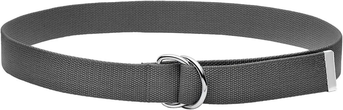 Falari Canvas Web Belt Metal Double D Ring Buckle for Men Women Casual Cloth Military Style Belt 1 1/2" Wide