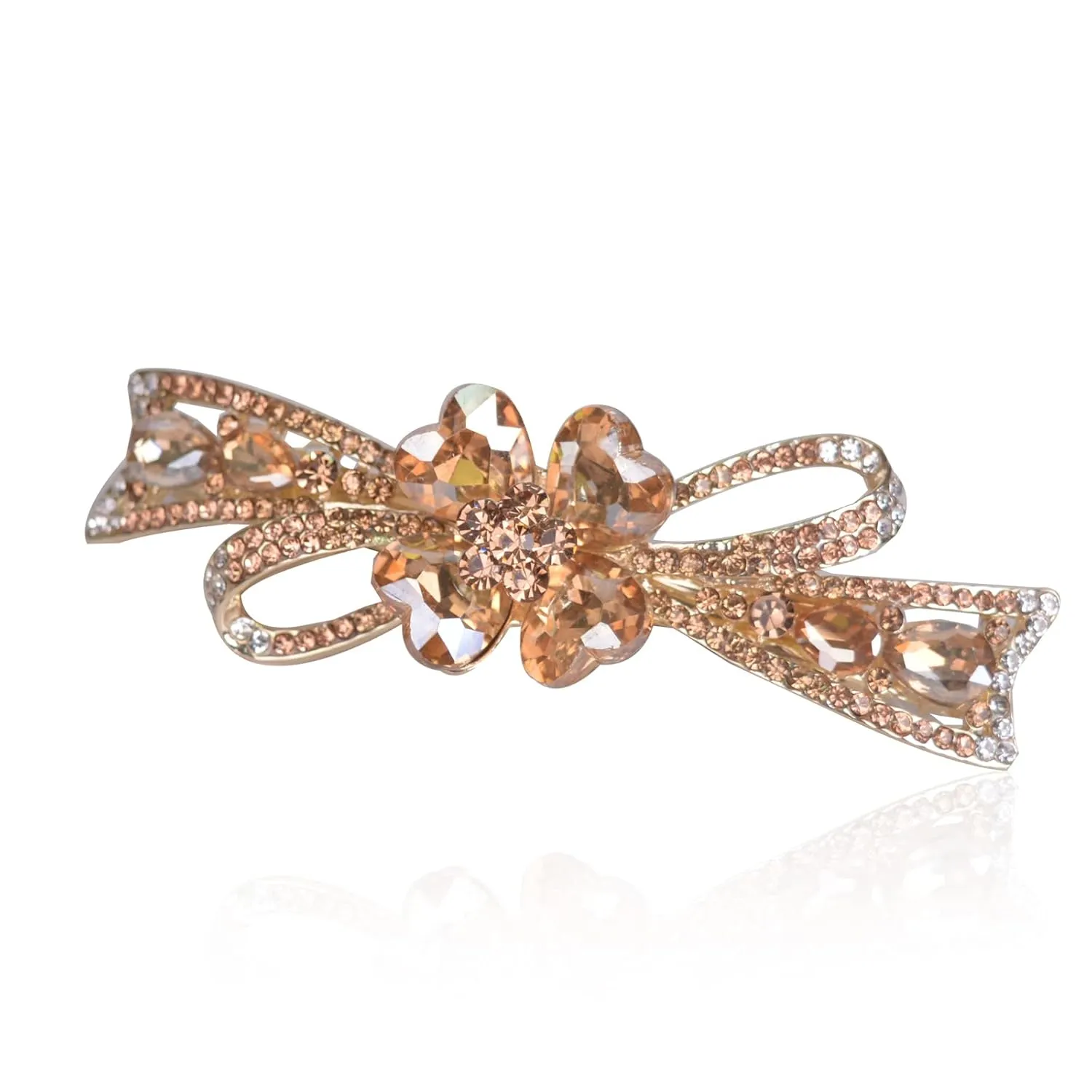 Flower Hairpin Rhinestone Hair Clips Hair Jewelry Barrettes for Women Gifts for Girls Fashion Hair Accessories for Wedding Party(Champagne)