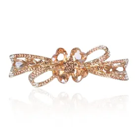 Flower Hairpin Rhinestone Hair Clips Hair Jewelry Barrettes for Women Gifts for Girls Fashion Hair Accessories for Wedding Party(Champagne)