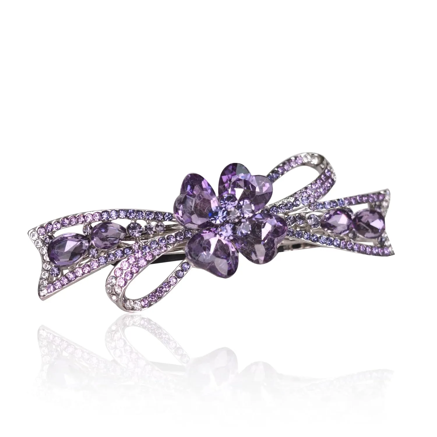 Flower Hairpin Rhinestone Hair Clips Hair Jewelry Barrettes for Women Gifts for Girls Fashion Hair Accessories for Wedding Party(Purple)