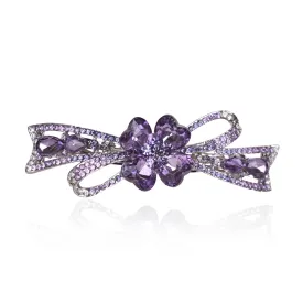 Flower Hairpin Rhinestone Hair Clips Hair Jewelry Barrettes for Women Gifts for Girls Fashion Hair Accessories for Wedding Party(Purple)