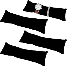 Framendino, 4 Pack Black Long Watch Display Pillows Velvet Bracelet Jewelry Pillow Bangle Holder Cushion for Show Organizer