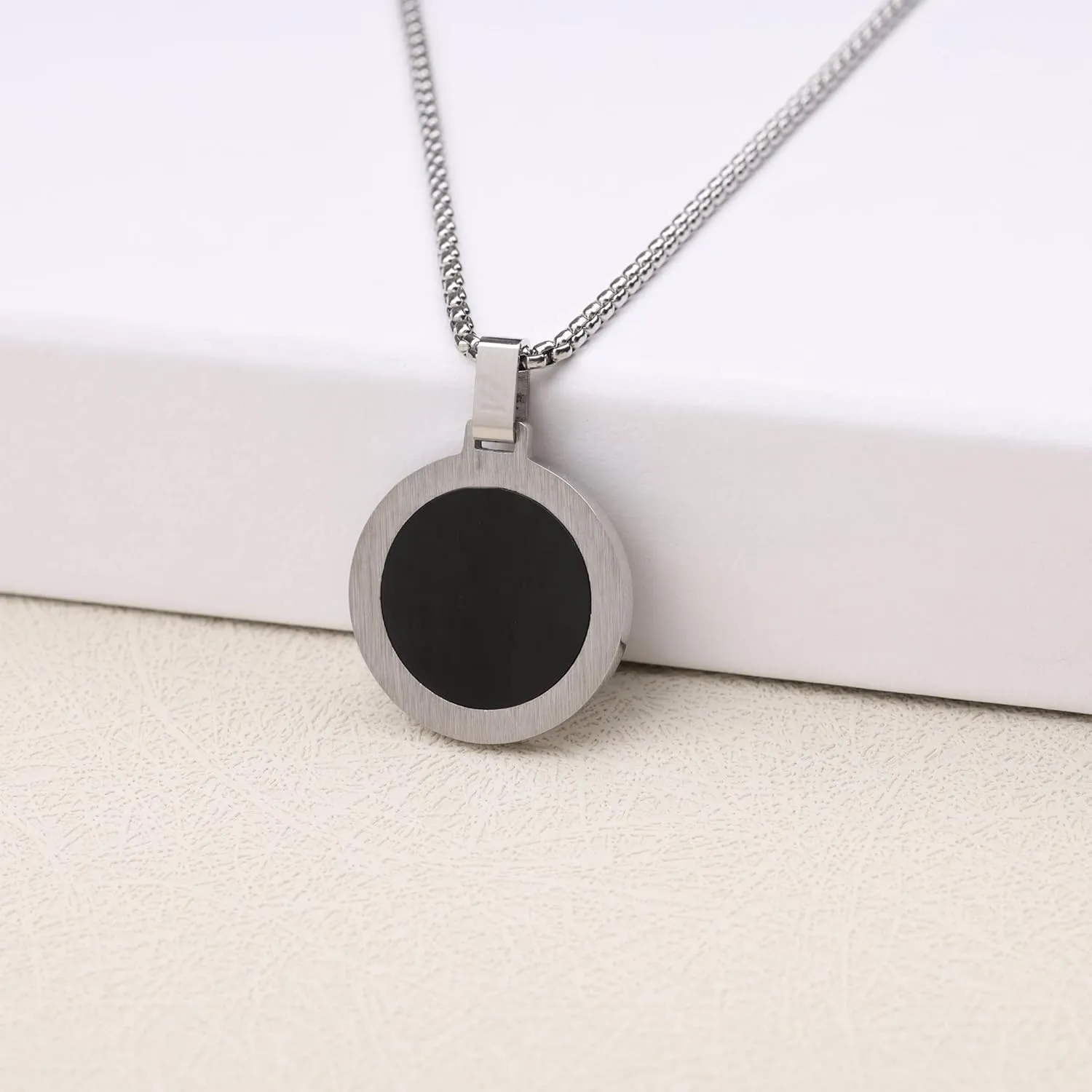 GAVU Men's Stainless Steel Compass Necklace, Crystal Beaded Necklace for Men