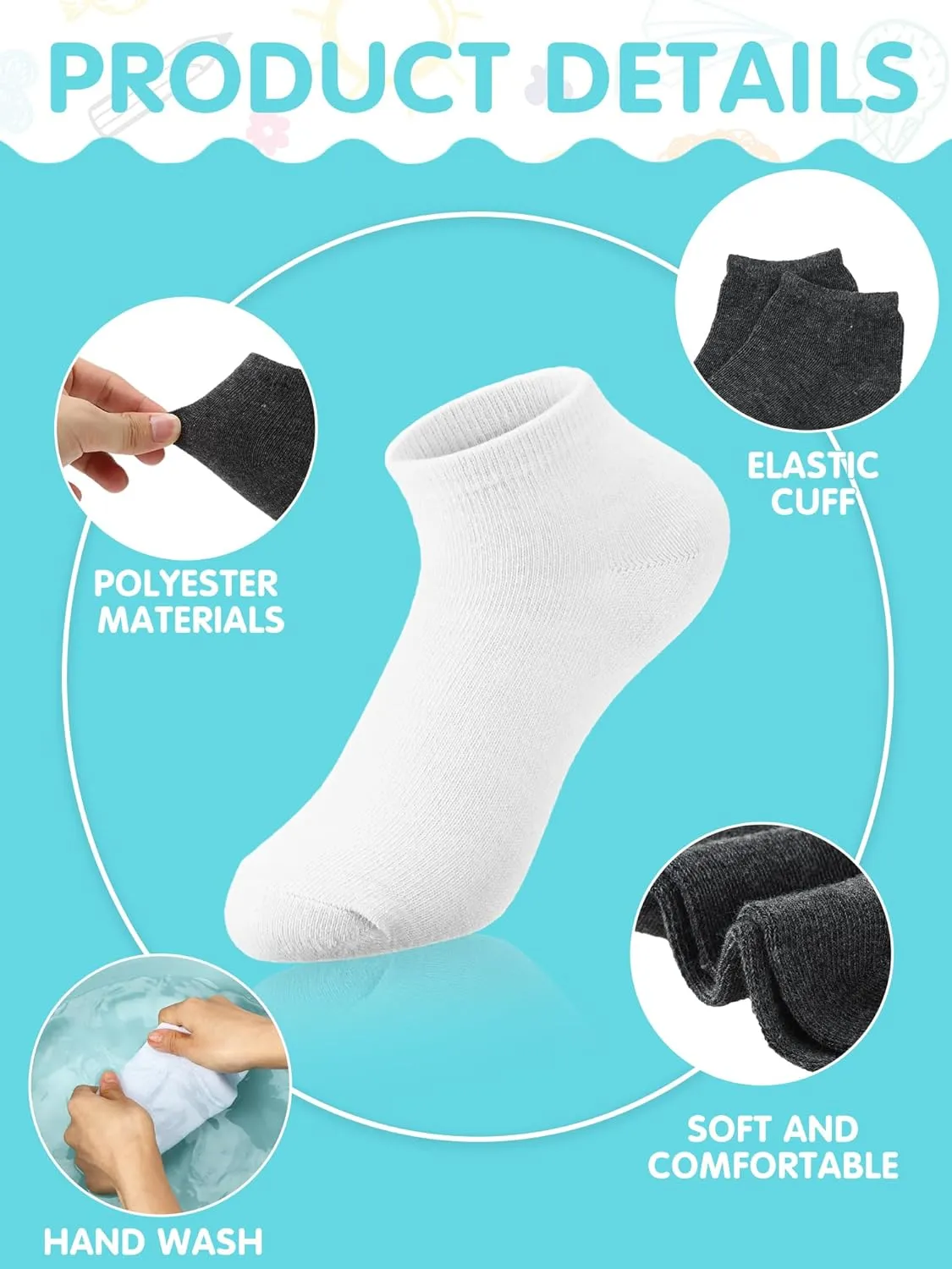 Giegxin 50 Pairs Small Socks Bulk Little Socks Low Cut Ankle Mini Anklet Hose Soft Cotton Small Hose