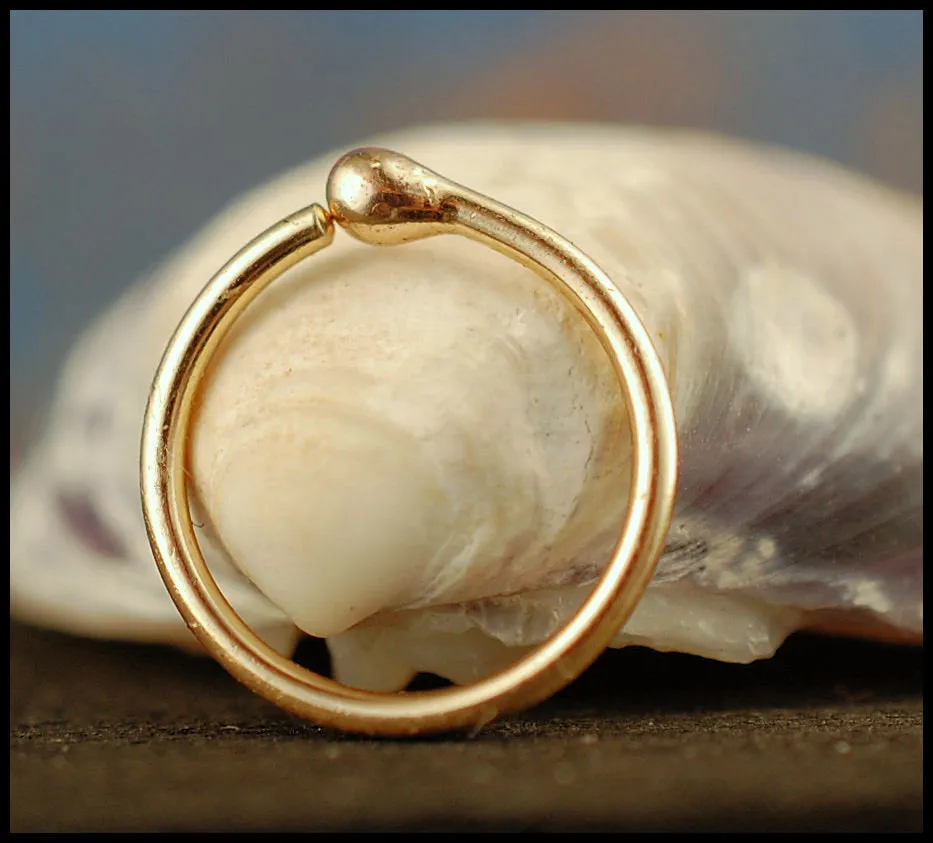 Gold Nose Ring 14 Karat Solid Budded Yellow Gold