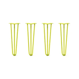 Hairpin Legs Set of 4, 3-Rod Design - Yellow Powder Coated Finish