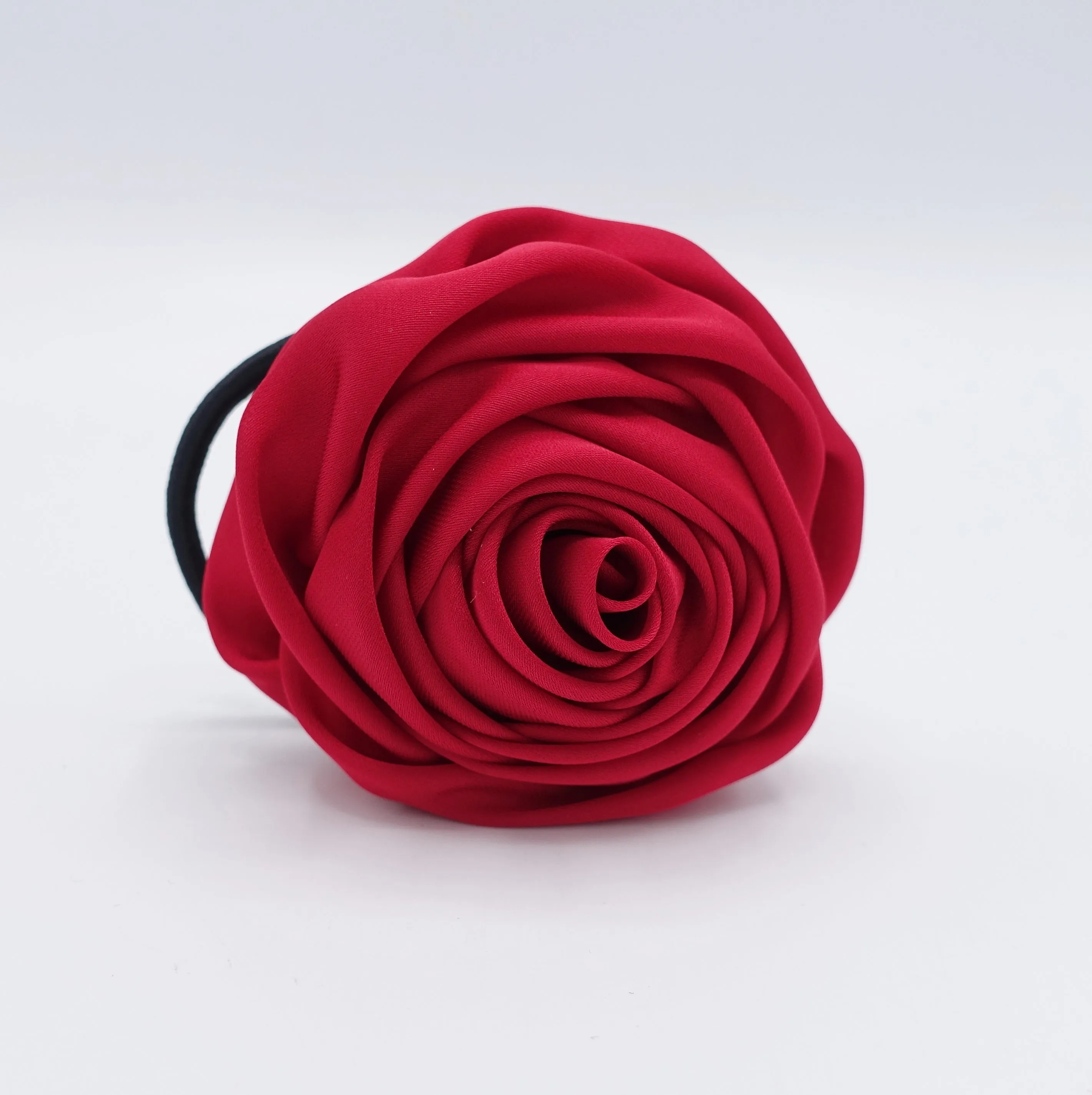 Handmade Satin Fabric Simple Rose Elastic Band Ponytail Holder Women hair accessories