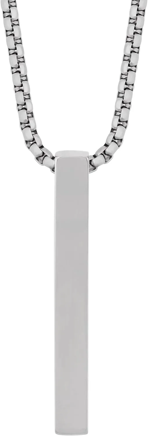 HAQUIL Stainless Steel Simple Minimalist Vertical Bar Pendant Necklace, Box Chain, Jewelry Gift for Men and Women