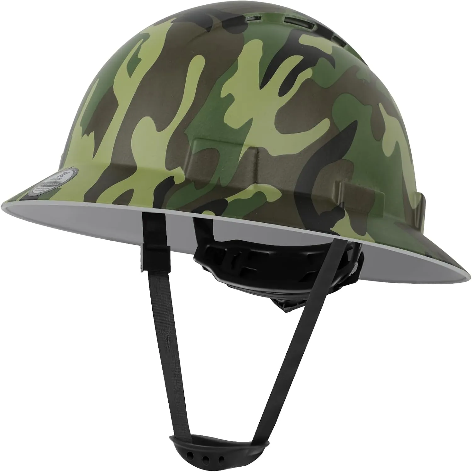 HDPE Full Brim Hard Hat, Construction Safety Helmet with Vented Holes, 6 Point Adjustable Ratchet Suspension, Meets ANSI/ISEA Z89.1, Water Transfer Printing