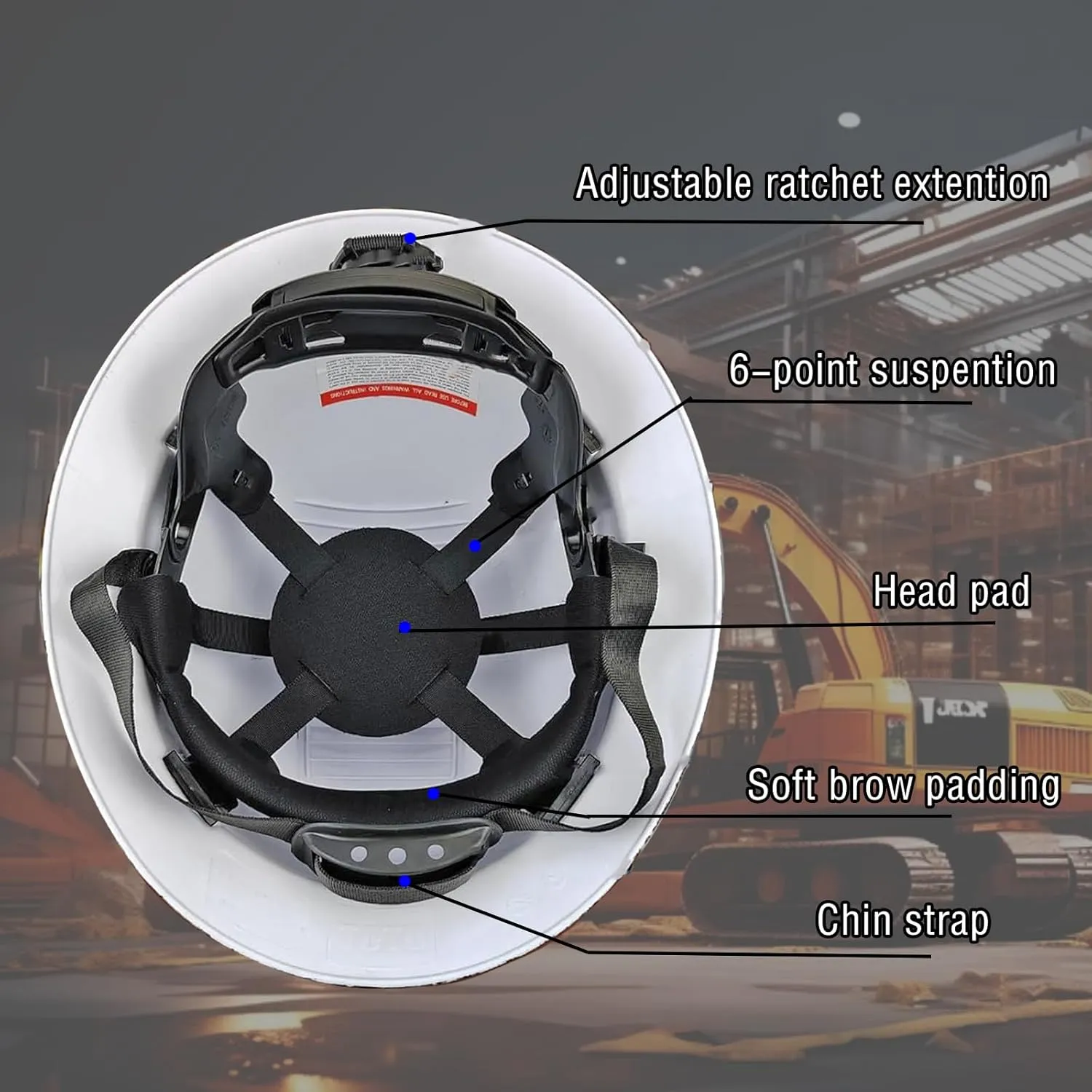 HDPE Full Brim Hard Hat, Construction Safety Helmet with Vented Holes, 6 Point Adjustable Ratchet Suspension, Meets ANSI/ISEA Z89.1, Water Transfer Printing